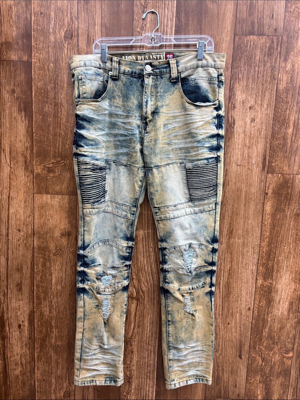 Legacy Edition Skinny Distressed Tie-Dye Jeans - Blue & Beige